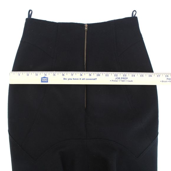 6267 Black Pencil Skirt High Waist Knee Length 100% Virgin Wool Wiggle Midi 40/4 - Picture 11 of 11